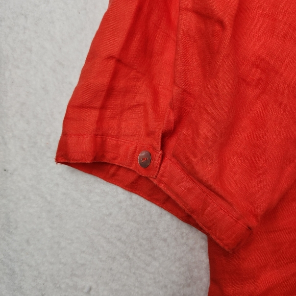 Alexandra Bartlett Womens Size 3X Red Button Down Floral Embroidered Linen Top - Picture 10 of 10